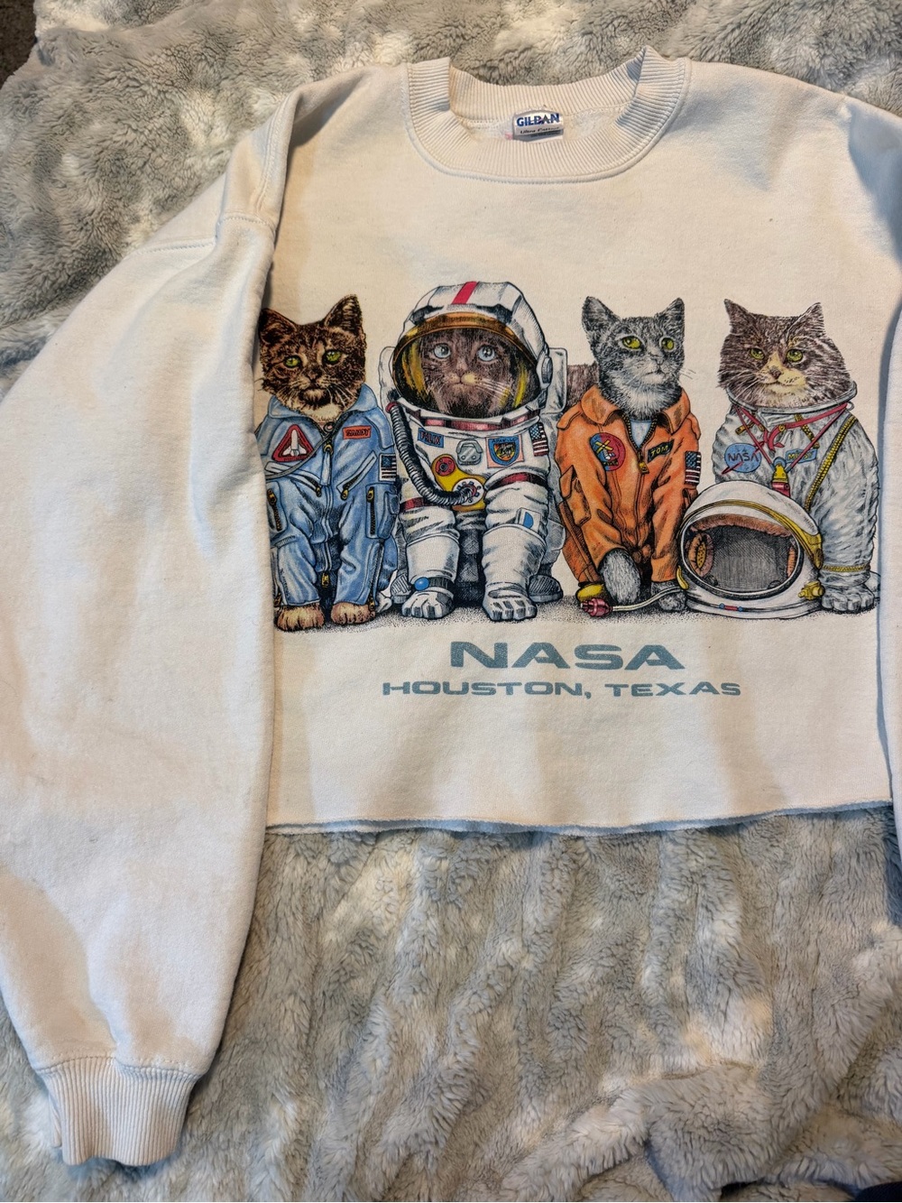 BOGO! 💕🌸 RARE 🔥 NASA Cats Front & Back Graphic Cropped Crewneck